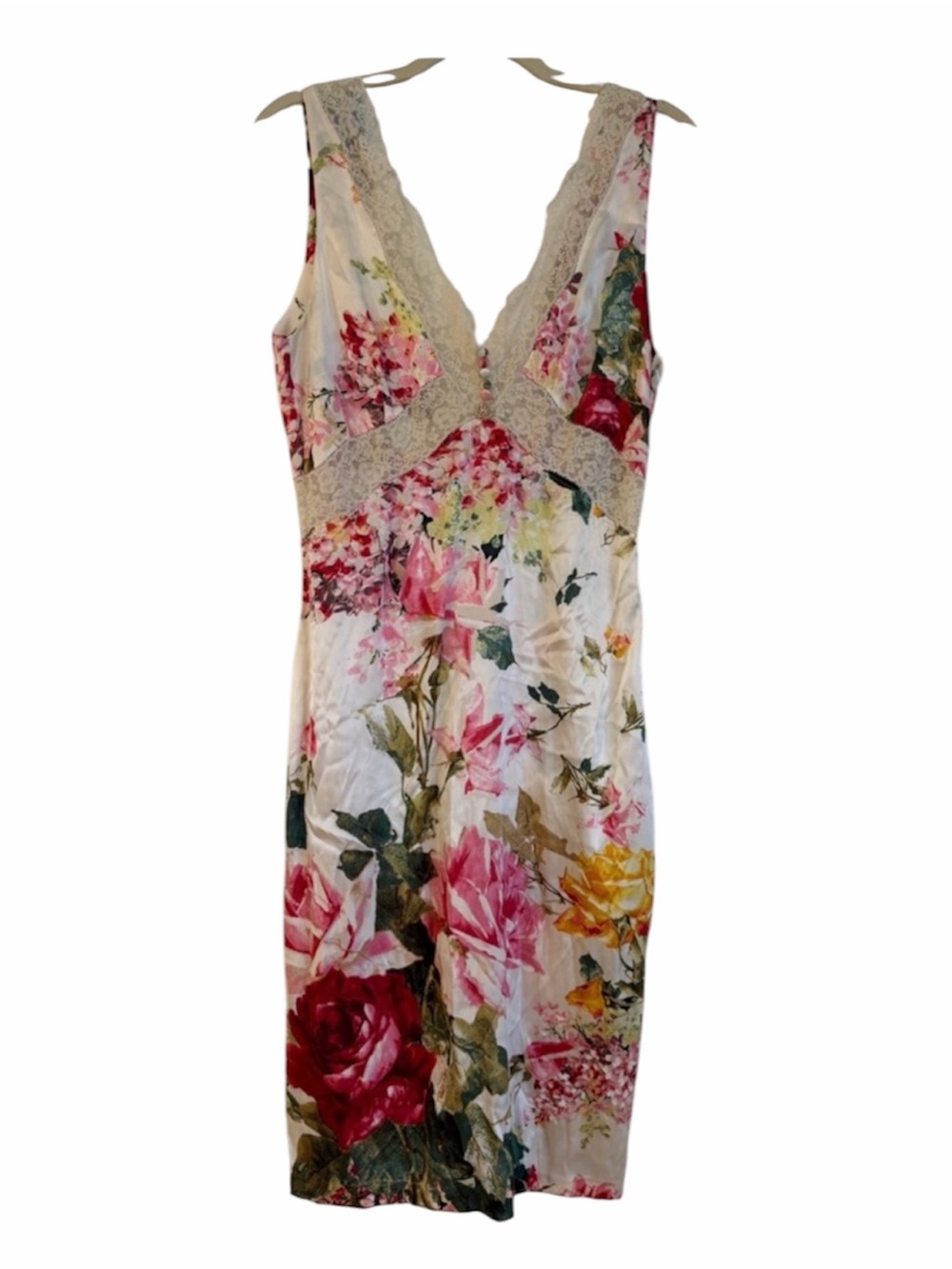 Roberto cavalli vintage Floral Sleeveless Dress with Lace Trim size 44